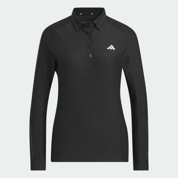 Black Stretch Long Sleeve Polo Shirt