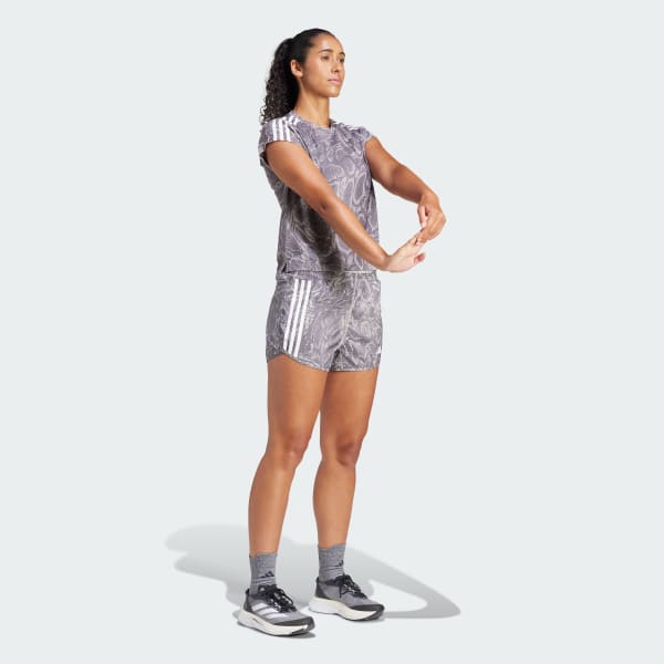 Beige Own the Run Excite Allover Print AEROREADY Shorts