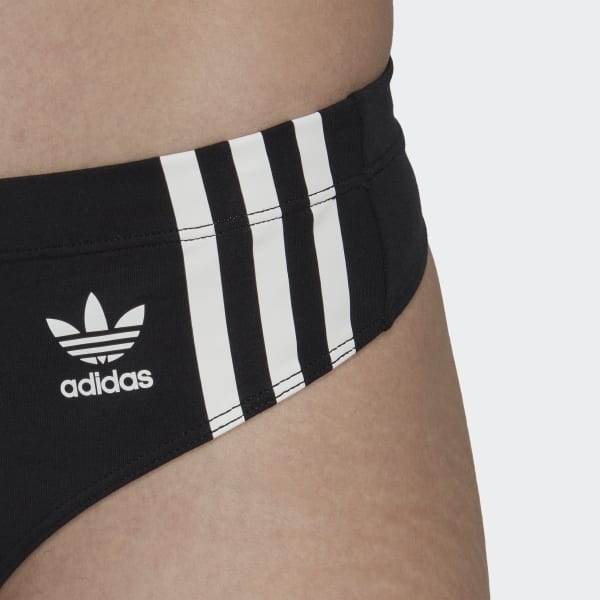 Black Adicolor Comfort Flex Cotton Wide Side Thong Briefs (2 Pairs) HPO17
