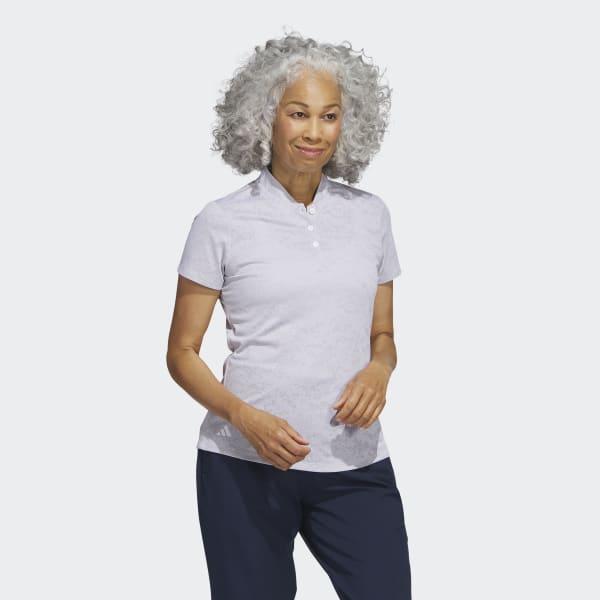 White Jacquard Golf Polo Shirt