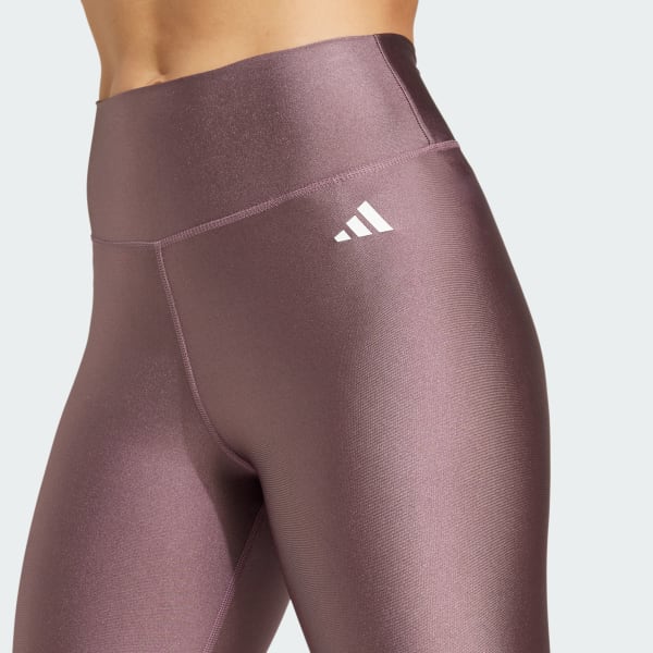 Adidas Optime Essentials Shine 7 8 Leggings Shadow Fig XS Womens Training Pants