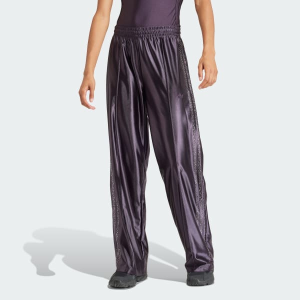 Purple Embellished 3-Stripes Track Pants