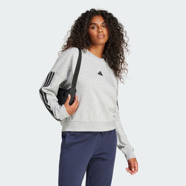 Gris Sudadera Essentials 3 Franjas Tela French Terry
