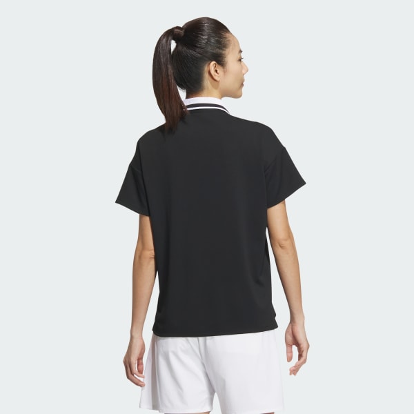 Black Loose Fit Short Sleeve Polo Shirt