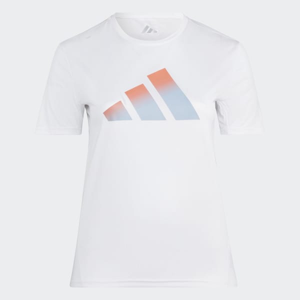 Hvit Run Icons 3 Bar Logo T-skjorte