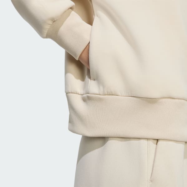 adidas SOFT LUX FULL-ZIP HOODIE - Beige | Free Shipping with adiClub