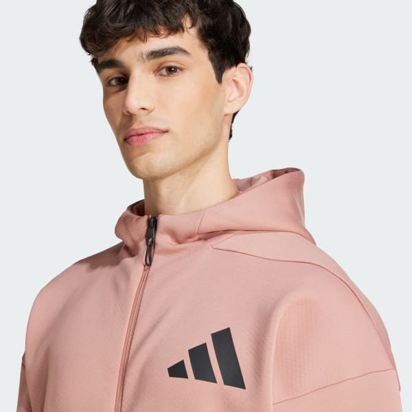 adidas Z.N.E. Full-Zip Hooded Track Jacket - Pink | Free
