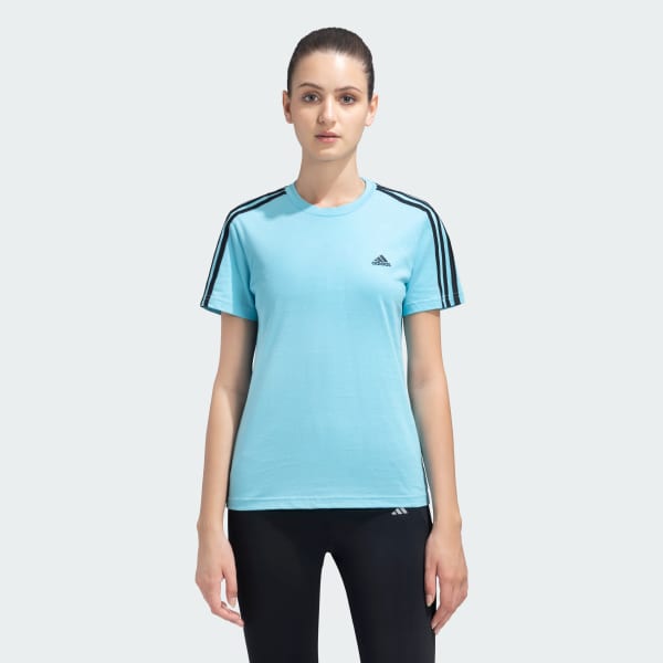 adidas ESSENTIALS SLIM 3 STRIPES TEE Turquoise adidas India