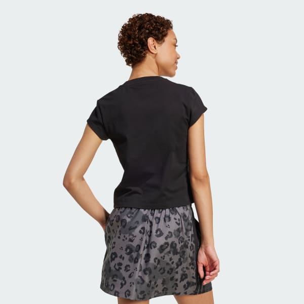 Svart Animal Print 3-Stripes T-Shirt