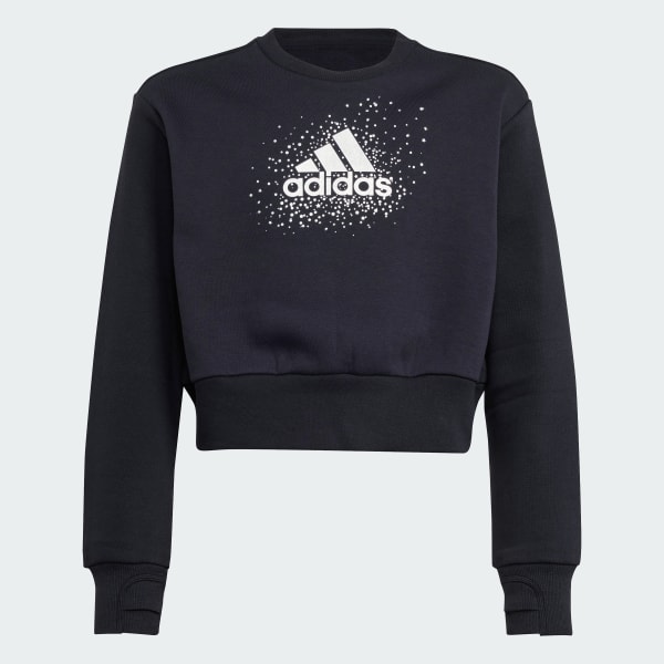 Adidas black crop sweatshirt sales