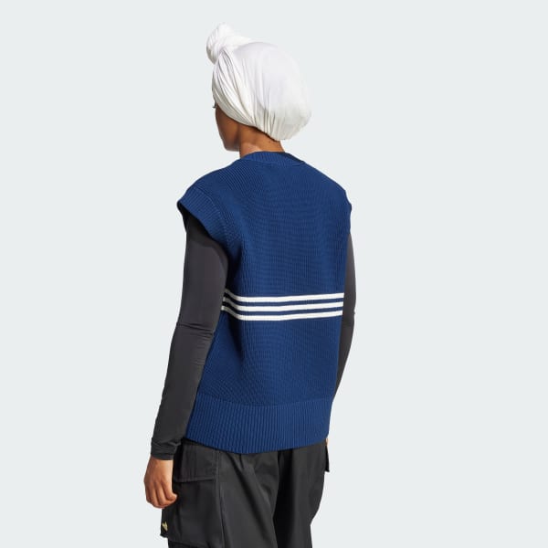 ブルー スリーストライプス ニットベスト