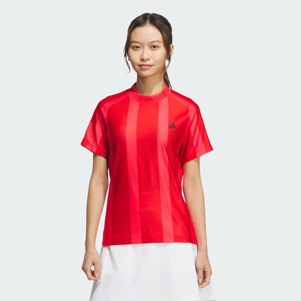 Red AEROREADY Adizero Bodymapping Jacquard Mock Neck Short Sleeve Shirt