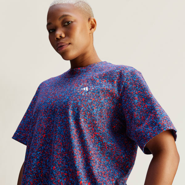 関税送料込♪Stella McCartney/ビートルズ パープルTシャツ adidas by Stella McCartney プリント ルーズ半袖Tシャツ