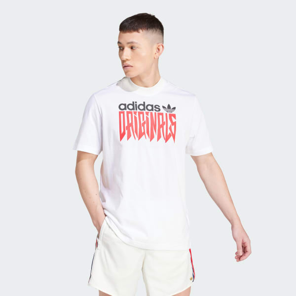 ホワイト グラフィック ルーズ 半袖Tシャツ