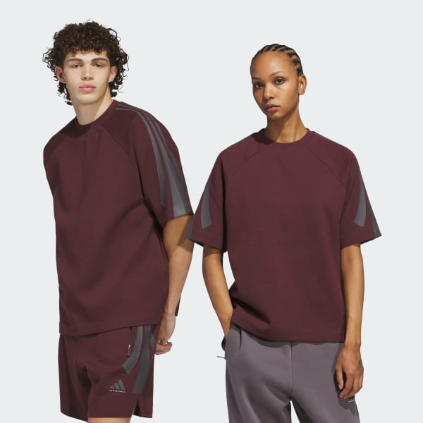 Granate Sudadera adidas de básquet de manga corta (Unisex)