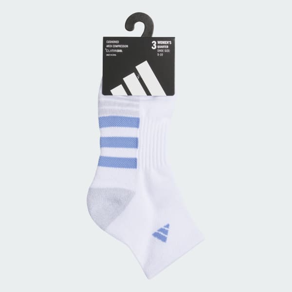 adidas Women's Cushioned 3-Pack Quarter White Free