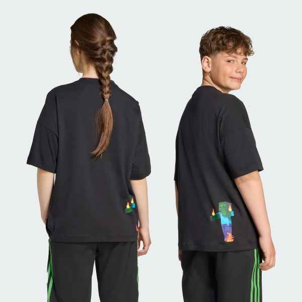Siyah adidas x Minecraft Çocuk Tişörtü