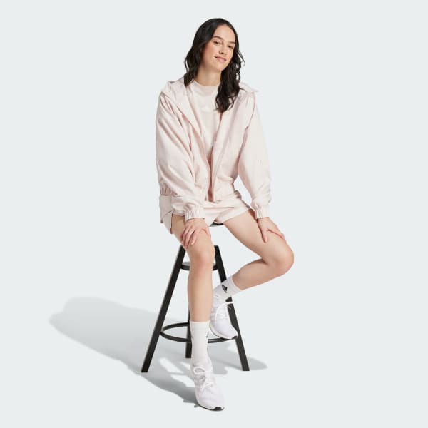 Pink adidas Embroidery Loose Windbreaker