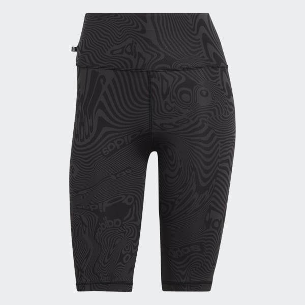 Grey Marble Print Bike Shorts