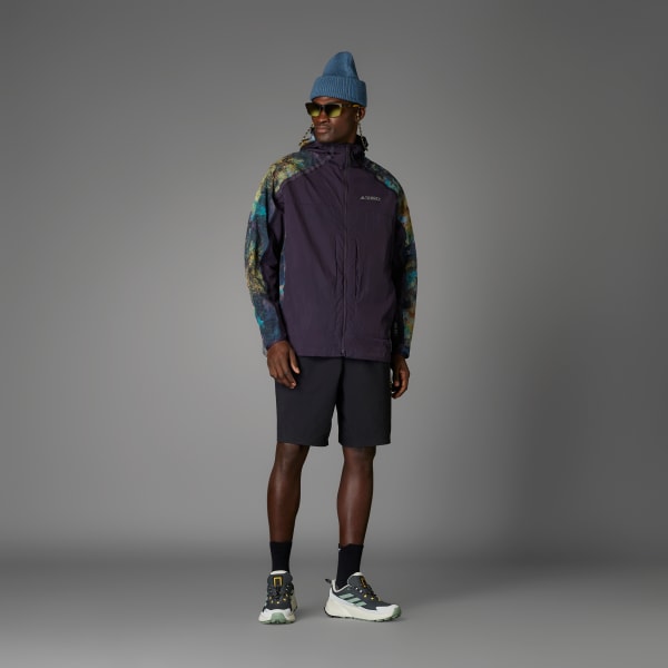 สีดำ เสื้อแจ็คเก็ต adidas National Geographic WIND.RDY