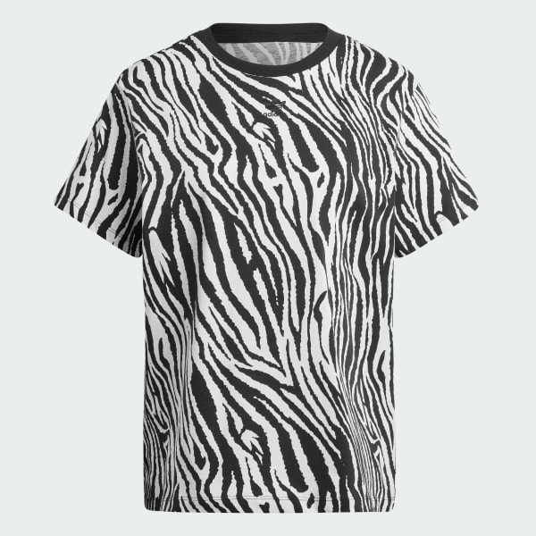 adidas Allover Zebra Animal Print Essentials Tee - White | Women\'s  Lifestyle | adidas US