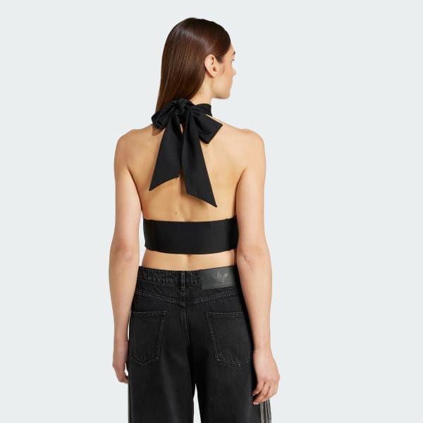 cerná Crop Top Tie-Neck