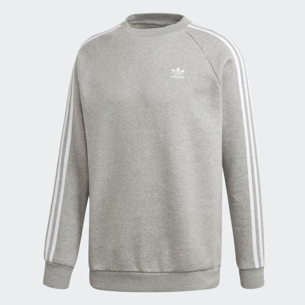 grey adidas sweatshirt with white stripes
