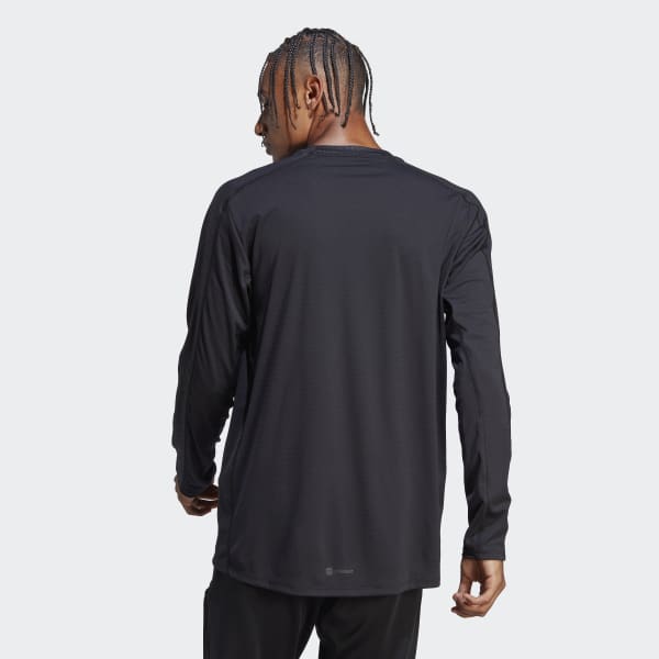Czerń Workout PU Print Long Sleeve Tee