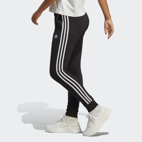 Women\'s adidas Cuffed Lifestyle | 3-Stripes adidas Essentials French Black Terry US Pants - |