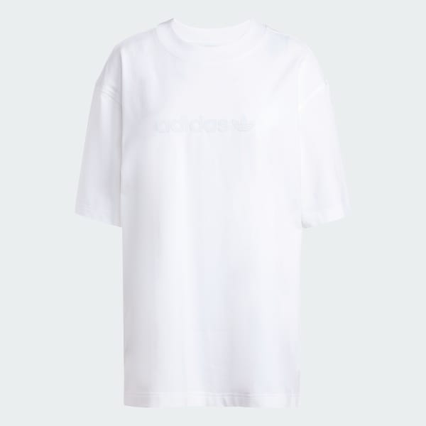 สีขาว เสื้อยืดโอเวอร์ไซส์ Essentials Linear