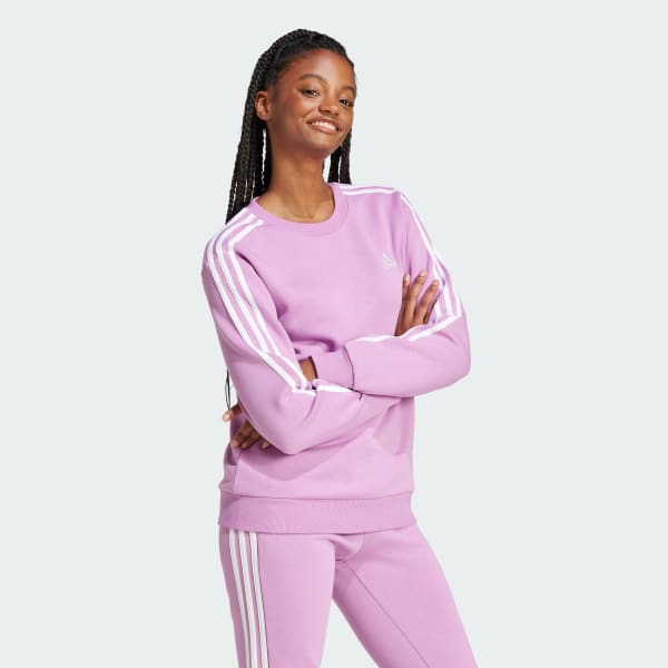 Purple Essentials 3-Stripes Fleece Sweatshirt