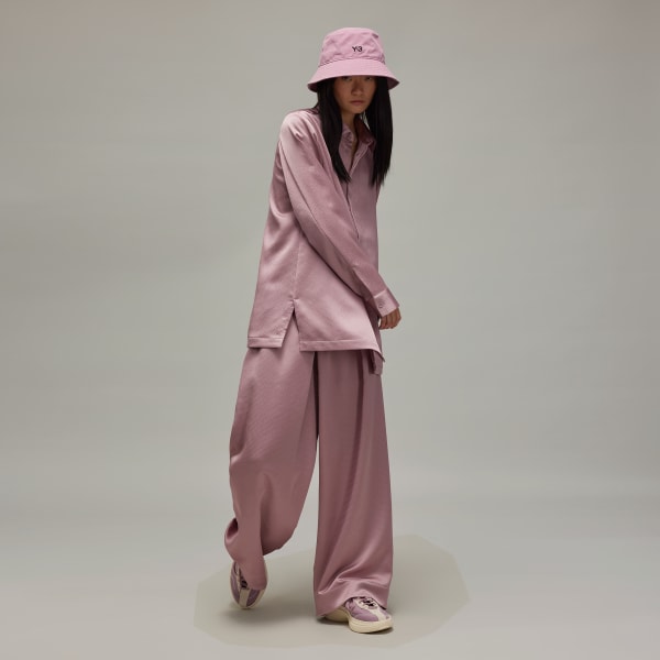 Purple Y-3 Wide Leg Tech Seersucker Pants