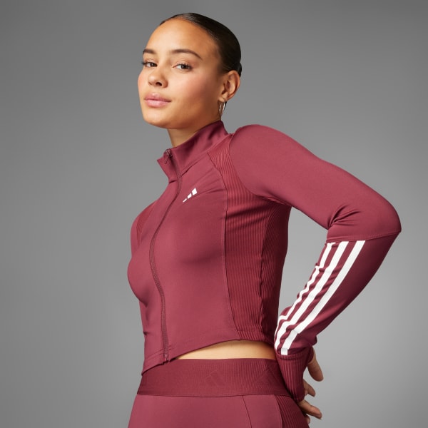 Bordeaux Veste entièrement zippée côtelée Hyperglam