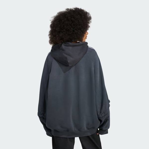 Negro Casaca con capucha Teamgeist Washed Extragrande con Cierre Frontal de Adilenium Season 4