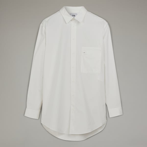 Branco Y-3 Classic Chest Logo Button-Down Long-sleeve Top VT485