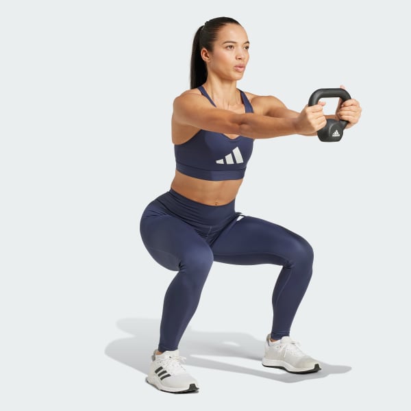 Azul Licras Largas Train Essentials Logo Grande Pretina Alta