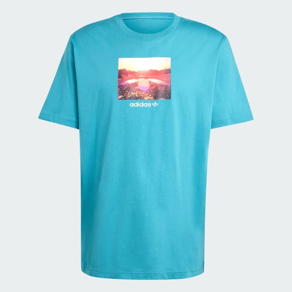 Turquoise T-shirt graphique coucher de soleil
