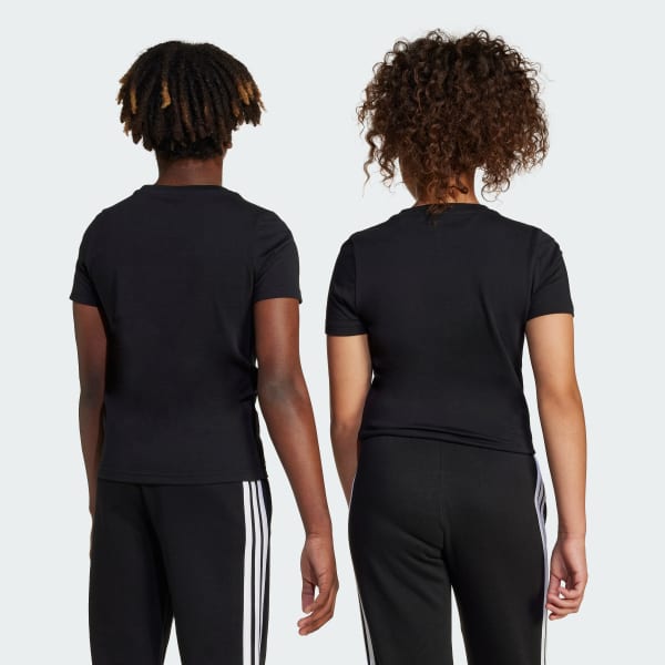 สีดำ เสื้อยืดพิมพ์ลาย Tech Logo สำหรับเด็ก