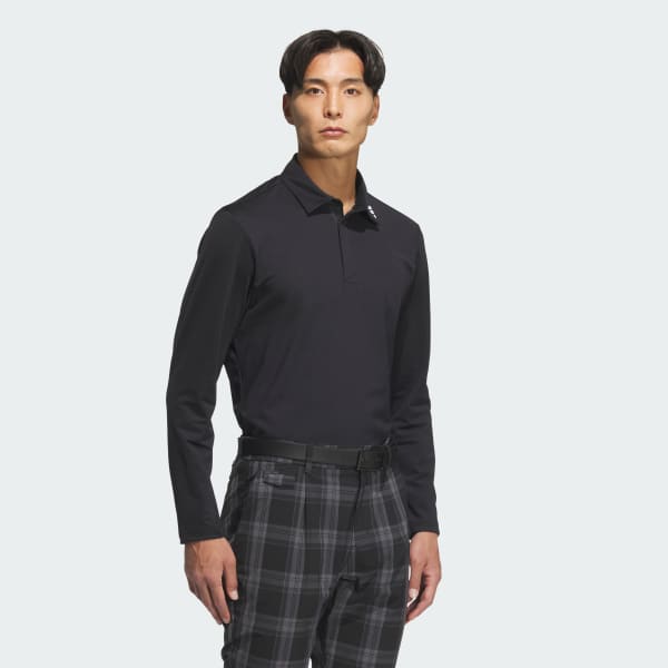 Đen Áo Polo Dài Tay Jacquard