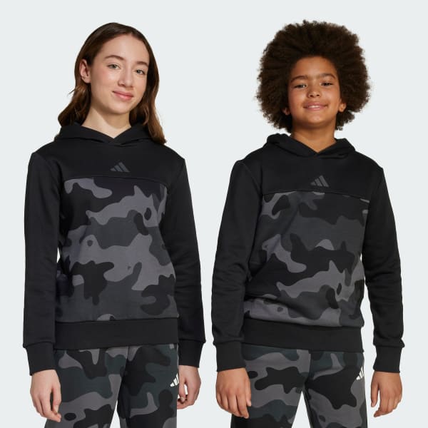 Schwarz Seasonal Essentials Camouflage-Print Fleece-Hoodie Kinder