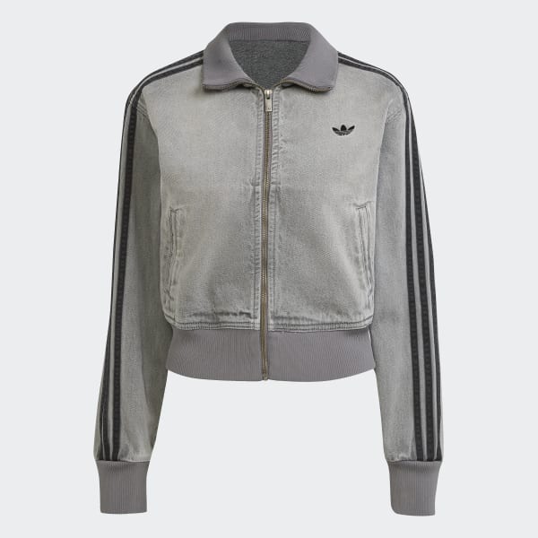 adidas フーディー デニムジャケット J5 グレー adidas originalsフード付デニムジャケット パーカー グレー