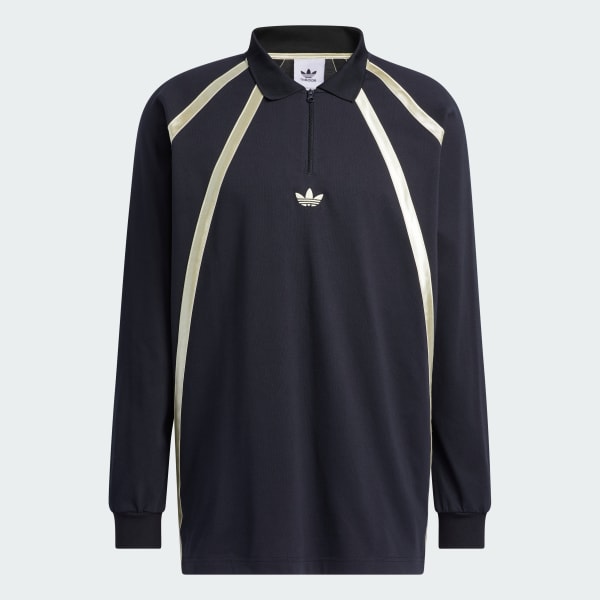Black Rugby Long Sleeve Polo Shirt (Gender Neutral)
