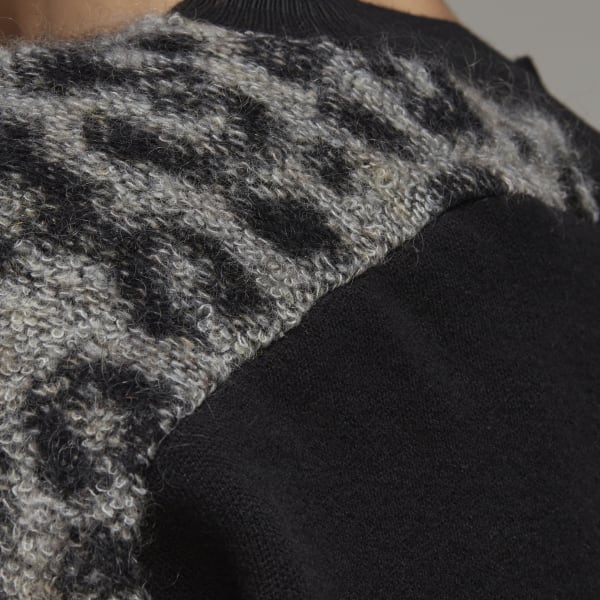 Nero Y-3 Leopard Knit Crew Sweater