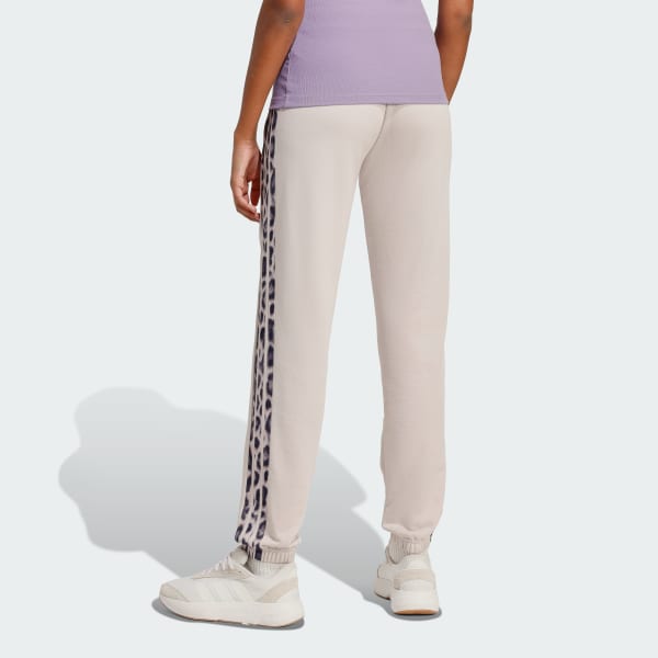 Purpura Pantalón Seasonal Essentials Leopard Print de Tela French Terry 3 Tiras