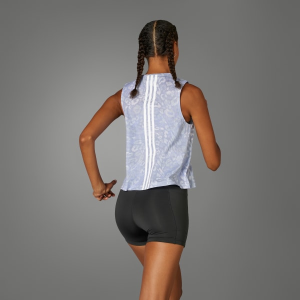 Grey Own the Run CLIMACOOL 3-Stripes Tank Top