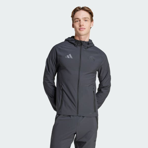 Grey FC Bayern Tiro 25 Competition Vis Tech Travel Jacket