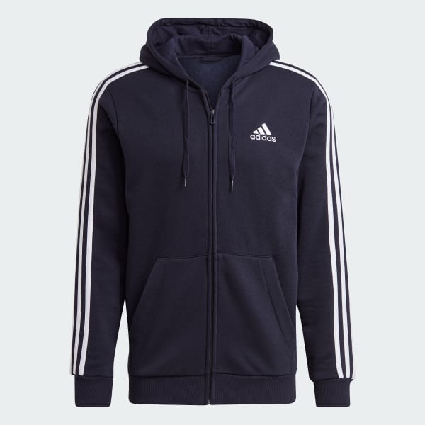 Felpa con cappuccio Essentials Fleece 3 Stripes Full Zip Blu adidas adidas Italia