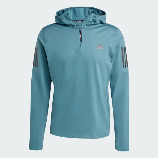adidas Own The Run Winterized Hooded Half-Zip - Green | Free