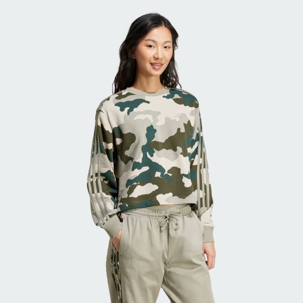 Verde Polera Corta Essentials 3 Tiras Estampado de Camuflaje