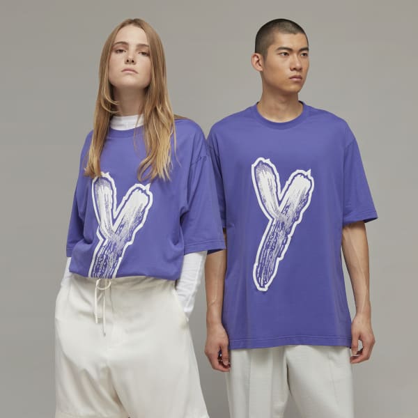 Purple Y-3 Graphic Logo Short Sleeve Tee
